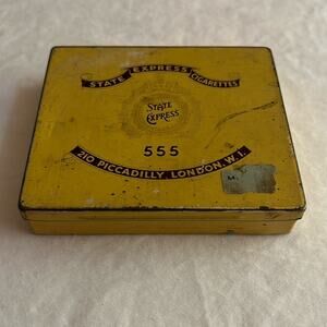 State Express Cigarettes 555 Yellow Tin Box Vintage